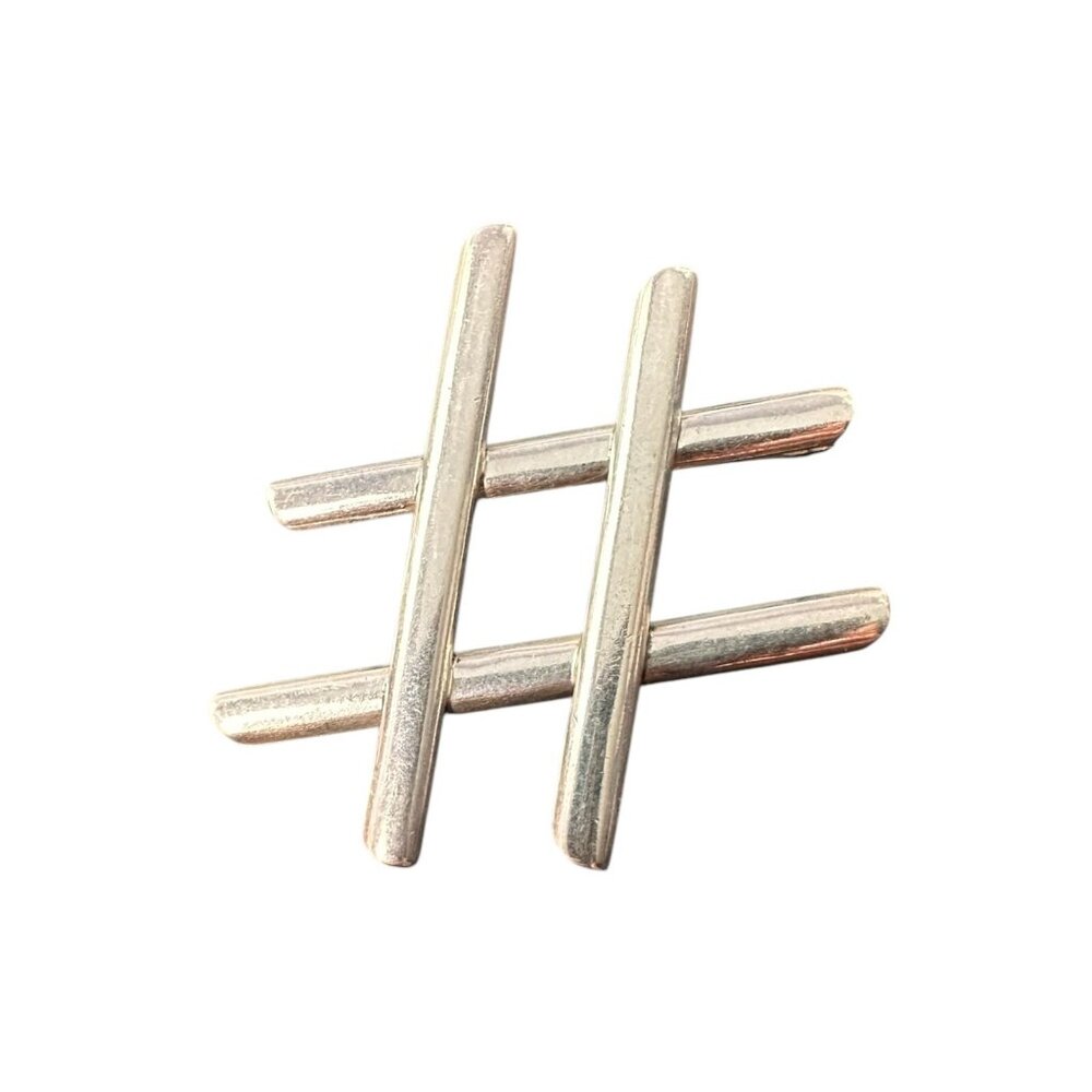 VINTAGE HASHTAG MEXICO STERLING SILVER 925 BROOCH PIN RETRO 2 Inches